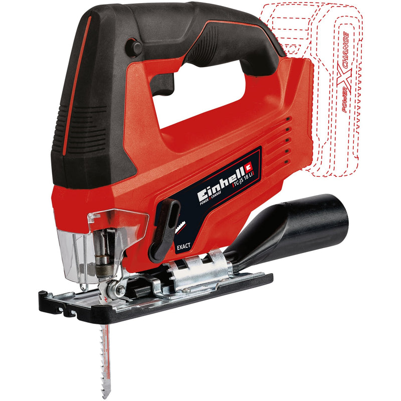 Load image into Gallery viewer, Einhell accu decoupeerzaag tc-js 18 li solo (rood zwart, accu en oplader niet inbegrepen)
