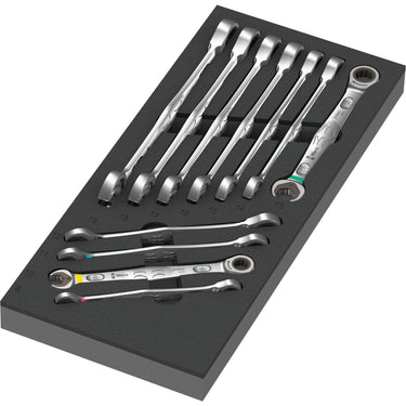 Wera zelfaanpassende steeksleutel 6000 joker set 1 gereedschapsset (zwart grijs, combinatie ratelsleutelset, in schuimrubberen inzet voor werkplaatswagen)