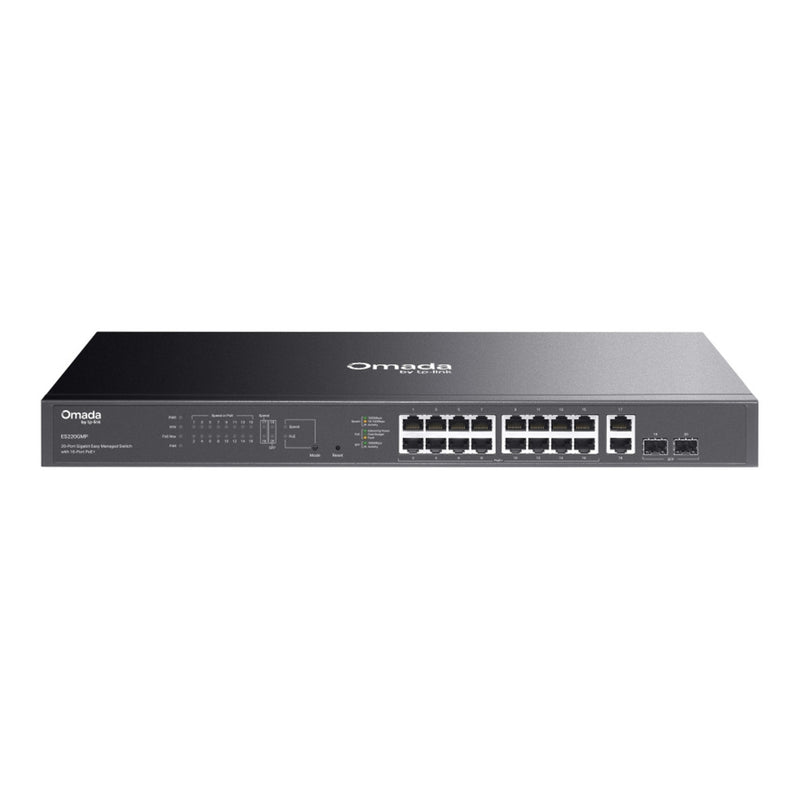 Load image into Gallery viewer, Tp-link omada es220gmp 20-poort gigabit easy managed switch (zwart, 16x poe+, 2x gigabit sfp)
