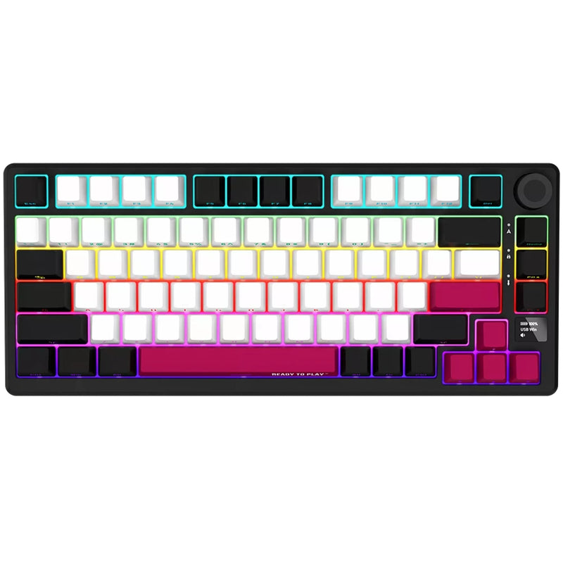 Load image into Gallery viewer, Lorgar kbp7075w rgb mechanisch gaming toetsenbord (zwart, us lay-out (qwerty), logar toxic purple, 75%, rgb, hot-swappable, pbt double-shot, bluetooth | 2.4ghz | usb)
