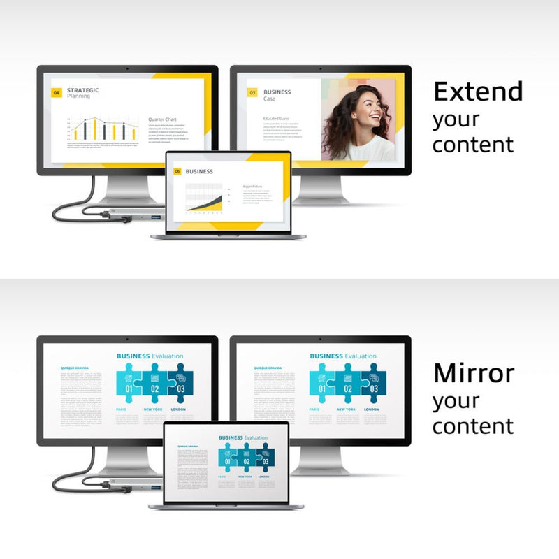 Load image into Gallery viewer, Act connectivity usb-c 4k multiport adapter voor 2 hdmi schermen, usb-a datapoort (aluminium)
