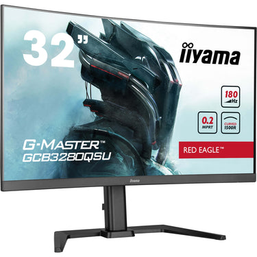 Iiyama g-master red eagle gcb3280qsu-b2 31.5 curved gaming monitor (zwart, 2x hdmi, displayport, 2x usb-a, usb-b, 180 hz)
