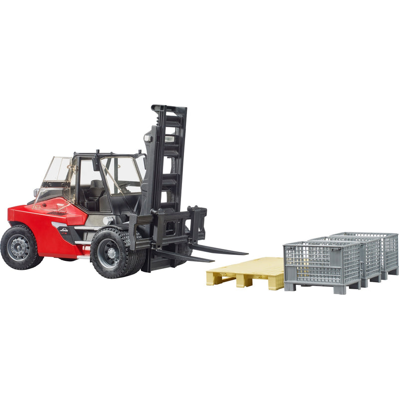 Load image into Gallery viewer, Bruder linde ht160s heftruck met pallet en 3 palletkooien modelvoertuig (02513)
