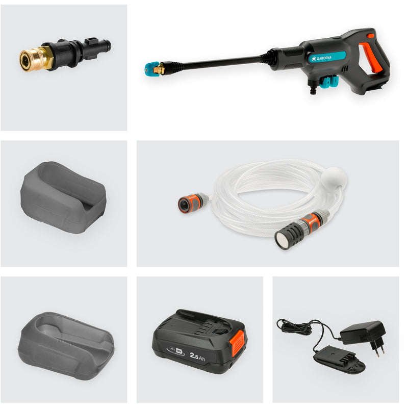 Load image into Gallery viewer, Gardena aquaclean 24 18 v p4a kant-en-klare set drukreiniger (grijs turquoise, 14800-20, accu inbegrepen)
