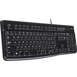 Logitech keyboard k120 for business (zwart, eu lay-out (qwerty), rubberdome, 100%)
