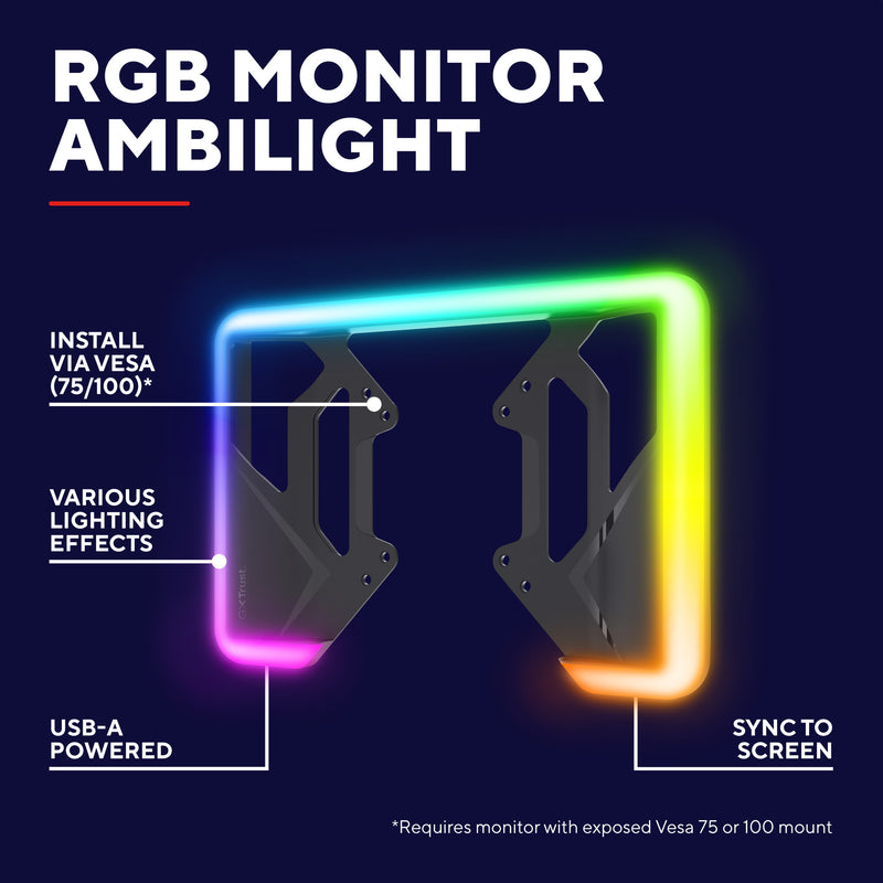 Load image into Gallery viewer, Trust gxt 907 vybz rgb-achtergrondverlichting voor monitoren (zwart)
