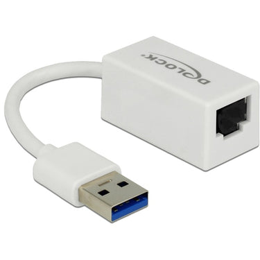 Delock superspeed usb-a (usb 3.1 gen 1) male > gigabit lan 10 100 1000 mbps compact adapter (wit, 0,127 meter)