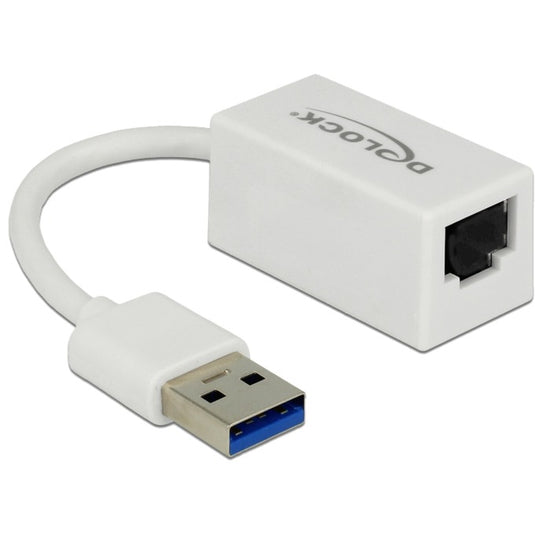 Delock superspeed usb-a (usb 3.1 gen 1) male > gigabit lan 10 100 1000 mbps compact adapter (wit, 0,127 meter)