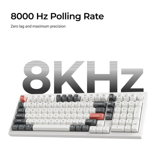 Keychron q5 ultra-m3 8k wireless custom mechanical keyboard (zwart, us lay-out (qwerty), silk pom banana, 96%, rgb, hot swap, 8k, 2.4 ghz | bluetooth 5.2 | usb-c)