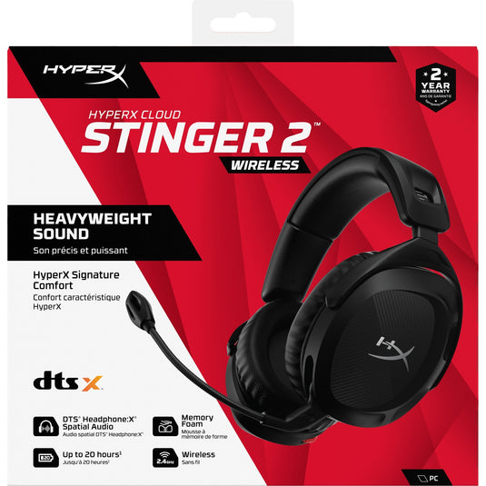 Hyperx cloud stinger 2 wireless over-ear gaming headset (zwart)