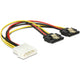 Delock power molex 4-pin male naar 2x sata 15-pin splitterkabel (zwart rood, 0,2 meter)