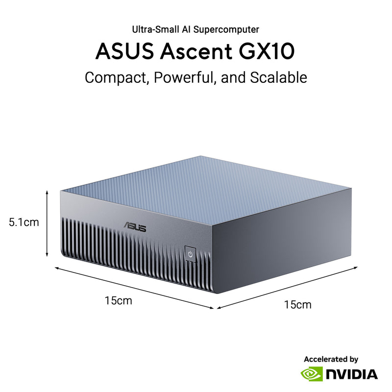 Load image into Gallery viewer, Asus ascent gx10 arm v9.2-a 128 1 mini-pc (donkergrijs | nvidia gb10 grace blackwell | dgx spark | nvlink-c2c | 128 gb | 1 tb ssd)
