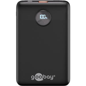 Goobay powerbank compact 10.000 mah (zwart, 10 ah, 1x usb-a, 1x usb-c, power delivery, quick charge)