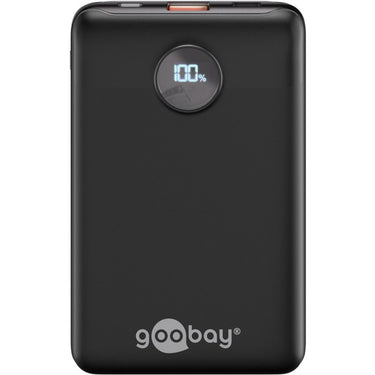 Goobay powerbank compact 10.000 mah (zwart, 10 ah, 1x usb-a, 1x usb-c, power delivery, quick charge)