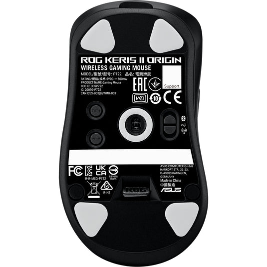 Asus rog keris ii origin gaming mouse (zwart, 42.000 dpi, rgb, usb, 2.4ghz, bluetooth)