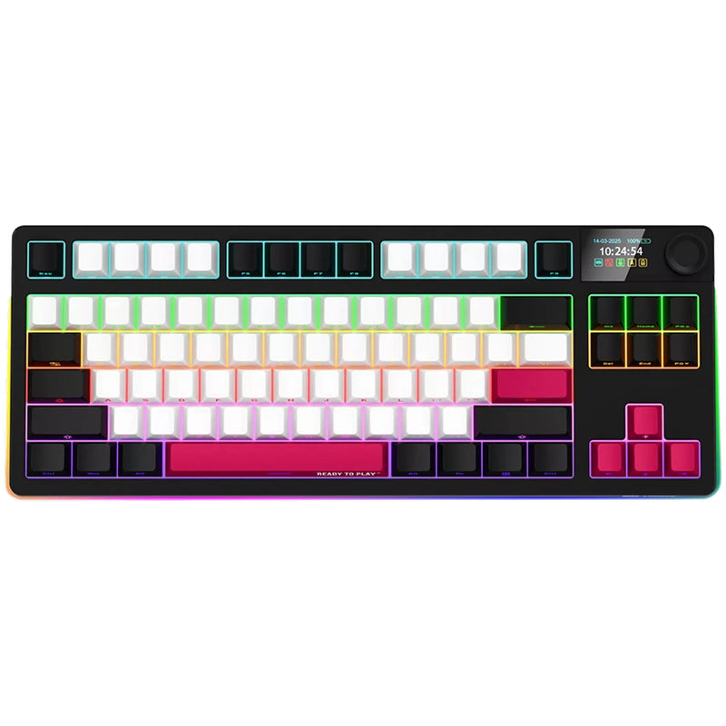 Load image into Gallery viewer, Lorgar kbp70tklw rgb mechanisch gaming toetsenbord (zwart, us lay-out (qwerty), logar toxic purple, 80% (tkl), rgb, hot-swappable, pbt double-shot, bluetooth | 2.4ghz | usb)

