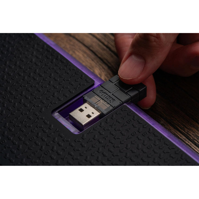 Afbeelding laden in galerijviewer, 8bitdo arcade controller - transparent purple signature edition (paars transparant, 2.4 ghz bluetooth usb, nintendo switch 1 + 2, pc)
