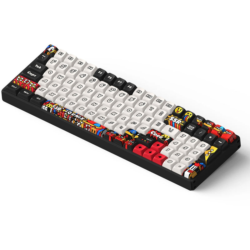 Load image into Gallery viewer, Iqunix f97 graffiti diary wireless mechanical keyboard (zwart, us lay-out (qwerty), cherry mx silent red, 96%, rgb leds, 96%, hot-swappable, pbt, 2.4ghz | bluetooth 5.1 | usb-c)
