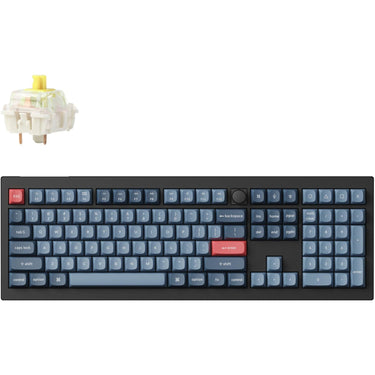 Keychron v6 max-d4 rgb mechanisch toetsenbord (zwart, us lay-out (qwerty), gateron jupiter banana, 100%, rgb leds, double-shot osa pbt, hot swap, 2.4ghz | bluetooth 5.1 | usb-c, knob)