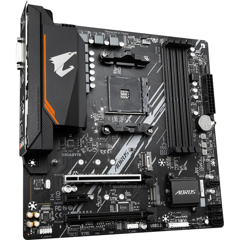 Load image into Gallery viewer, Gigabyte b550m aorus elite socket am4 moederbord (zwart grijs, raid, gb-lan, sound, µatx)
