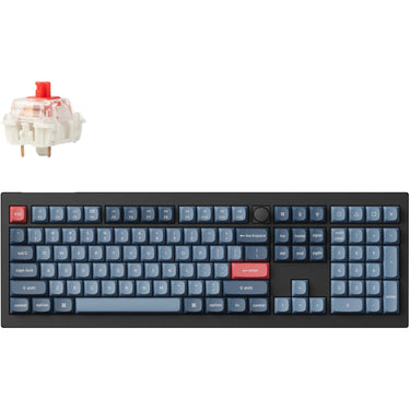 Keychron v6 max-d1 rgb mechanisch toetsenbord (zwart, us lay-out (qwerty), gateron jupiter red, 100%, rgb leds, double-shot osa pbt, hot swap, 2.4ghz | bluetooth 5.1 | usb-c, knob)