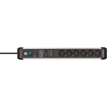 Brennenstuhl premium-protect-line, stekkerdoos 6-voudig met overspanningsbeveiliging (3m kabel, met schakelaar, made in germany)