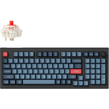 Keychron v5 max-d1 rgb mechanisch toetsenbord (zwart, us lay-out (qwerty), gateron jupiter red, 96%, rgb leds, double-shot pbt, hot swap, 2.4 | bluetooth | usb-c, knob)