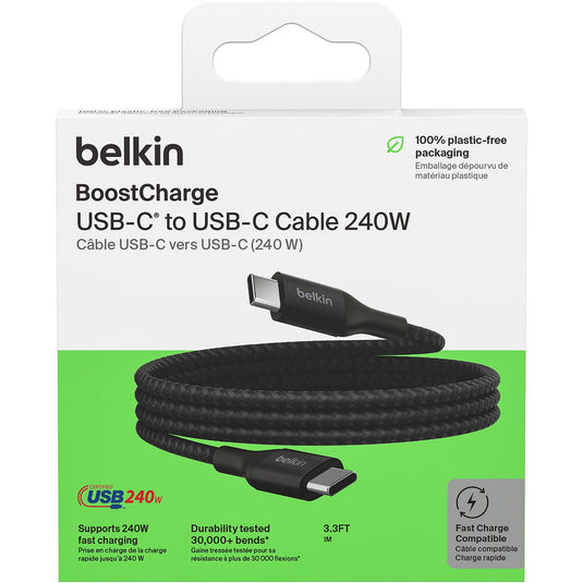 Belkin boostcharge usb-c > usb-c kabel (zwart, 1 meter, 240 w)