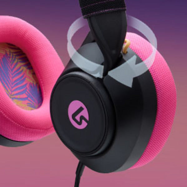 Load image into Gallery viewer, Powera lucidsound ls10 bedrade gamingheadset - middernachtelijke branding over-ear gaming headset (zwart roze, playstation 5, playstation 4, xbox series x|s, xbox one, pc, mobiel)
