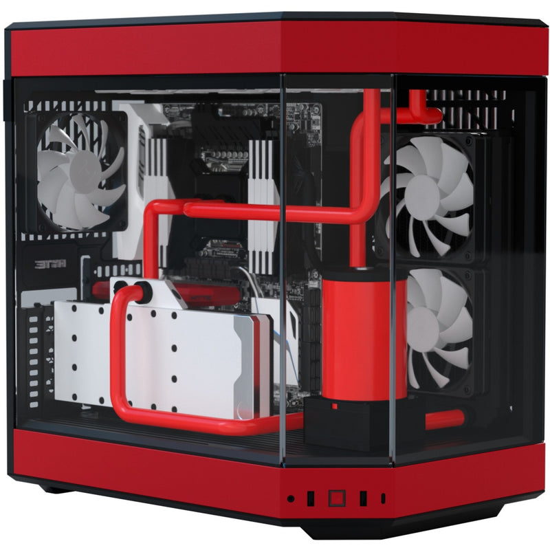 Load image into Gallery viewer, Hyte y60 midi tower behuizing (rood zwart | 3x usb-a | tempered glass)
