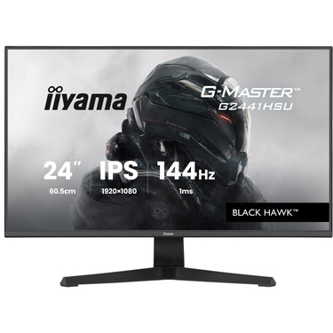 Iiyama g-master black hawk g2441hsu-b1 23.8 gaming monitor (zwart, hdmi, displayport, 2x usb-a, usb-b, 144 hz)