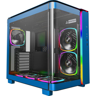 Montech king 95 pro midi tower behuizing (blauw | 2x usb-a | 1x usb-c | rgb | tempered glass)