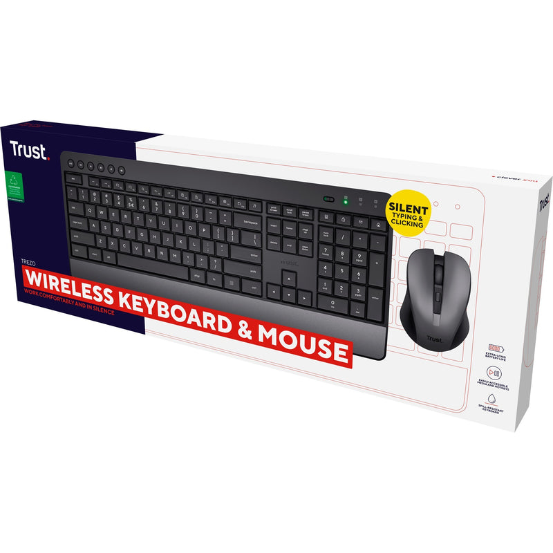 Load image into Gallery viewer, Trust trezo comfort draadloze toetsenbord- en muisset desktopset (zwart, us lay-out (qwerty), 100%)
