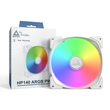 Montech hp140 argb pwm case fan (wit, 140 x 140 x 25 mm)