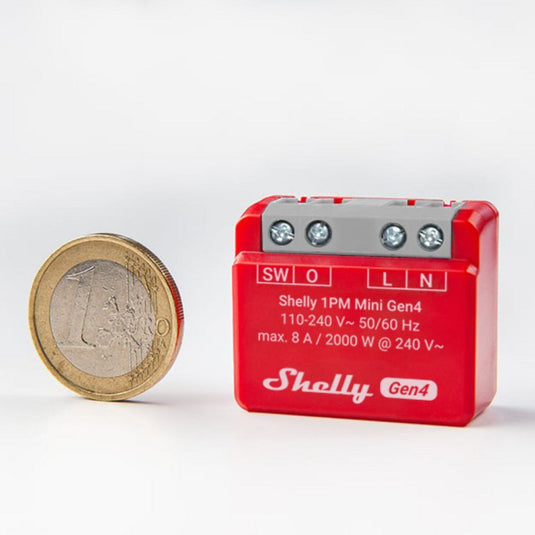 Shelly 1pm mini gen4 relais (rood, bluetooth 4.2, wi-fi)