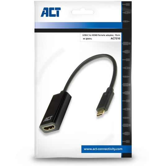 Act connectivity usb-c naar hdmi female adapter (zwart)