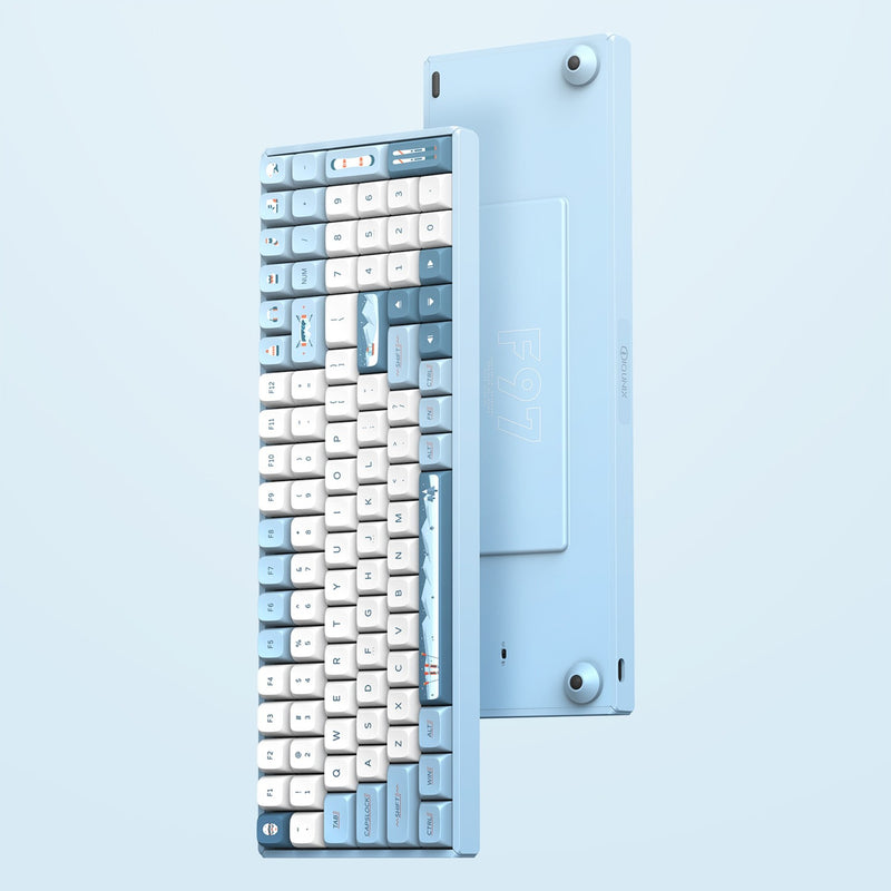 Load image into Gallery viewer, Iqunix f97 wintertide wireless mechanical keyboard, gaming toetsenbord (lichtblauw, us lay-out, cherry mx silent red, rgb leds, 96%, hot-swappable, pbt, 2.4ghz | bluetooth 5.1 | usb-c)
