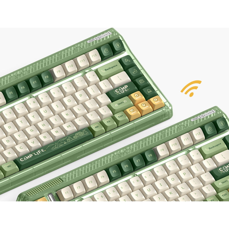 Load image into Gallery viewer, Iqunix og80 camping wireless mechanical keyboard, gaming toetsenbord (groen oranje, us lay-out, cherry mx red, rgb leds, 80% (tkl), hot-swappable, pbt, 2.4ghz | bluetooth 5.1 | usb-c)
