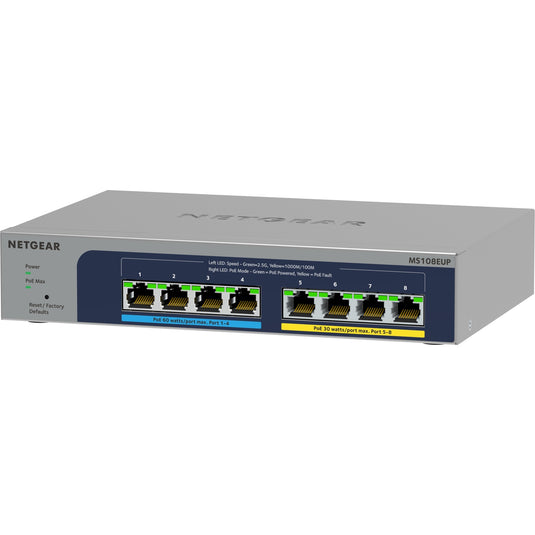 Netgear 8-port multi-gigabit (2.5g) ultra60 poe++ ethernet plus switch ms108eup (grijs)