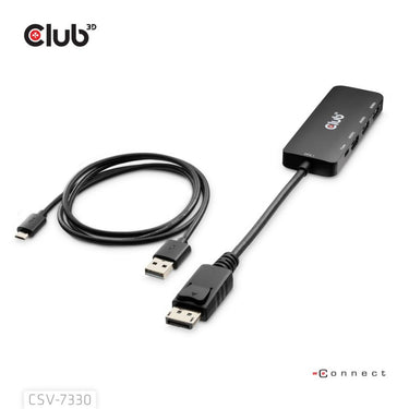 Club 3d displayport naar triple hdmi 8k60hz hub (zwart)