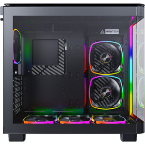 Montech king 95 pro midi tower behuizing (zwart | 2x usb-a | 1x usb-c | rgb | tempered glass)