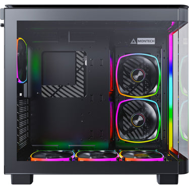 Montech king 95 pro midi tower behuizing (zwart | 2x usb-a | 1x usb-c | rgb | tempered glass)