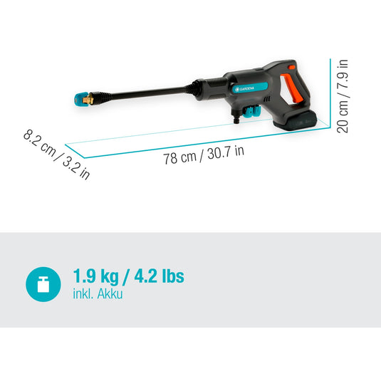 Gardena aquaclean 24 18v p4a - accu hogedrukreiniger - 24 bar - premium set