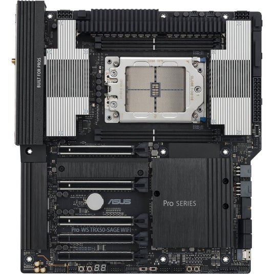 Asus pro ws trx50-sage wifi socket str5 moederbord (zwart grijs, raid, 10gb-lan, 2.5gb-lan, wi-fi 7, bt, sound, ceb)