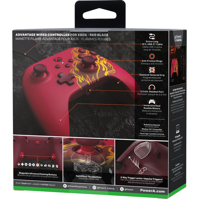 Load image into Gallery viewer, Powera advantage controller met kabel voor de xbox series x|s - rood vuur (rood, xbox series x|s, xbox one, pc)
