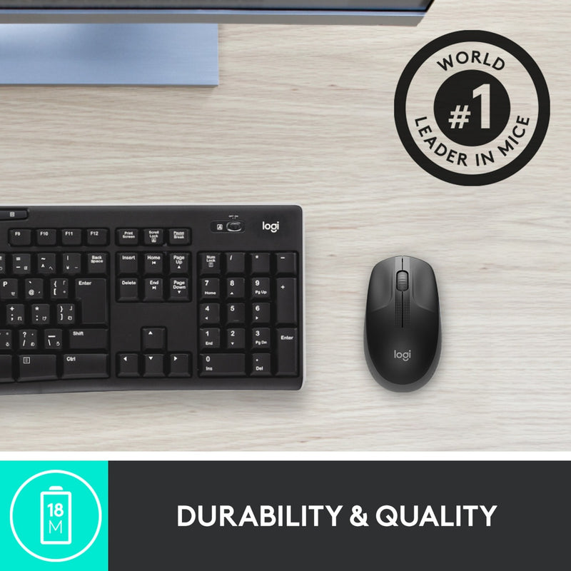 Load image into Gallery viewer, Logitech m190 full-size wireless mouse (zwart, 1000 dpi)
