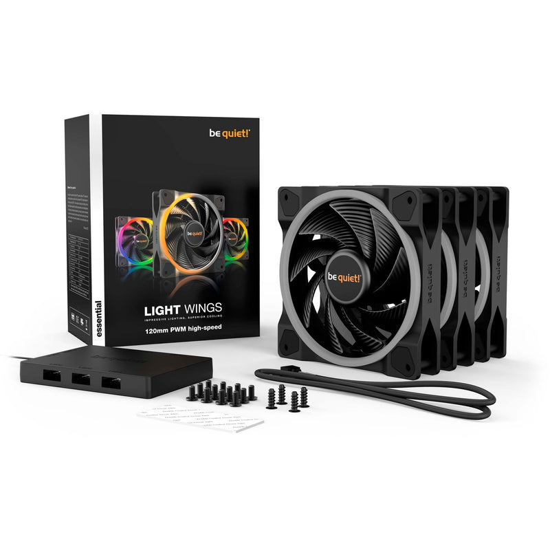 Load image into Gallery viewer, Be quiet! light wings pwm high-speed rgb case fans (zwart, 3 stuks, 120 x 120 x 25 mm)
