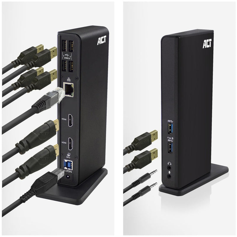 Load image into Gallery viewer, Act connectivity usb-c of usb-a dual monitor docking station (zwart)

