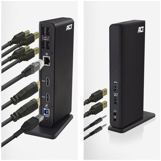 Act connectivity usb-c of usb-a dual monitor docking station (zwart)