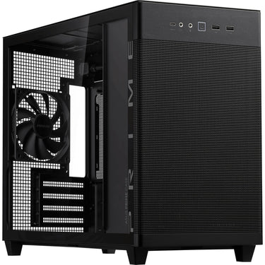 Asus prime ap201 mini tower behuizing (zwart | 2x usb-a | 1x usb-c | tempered glass)